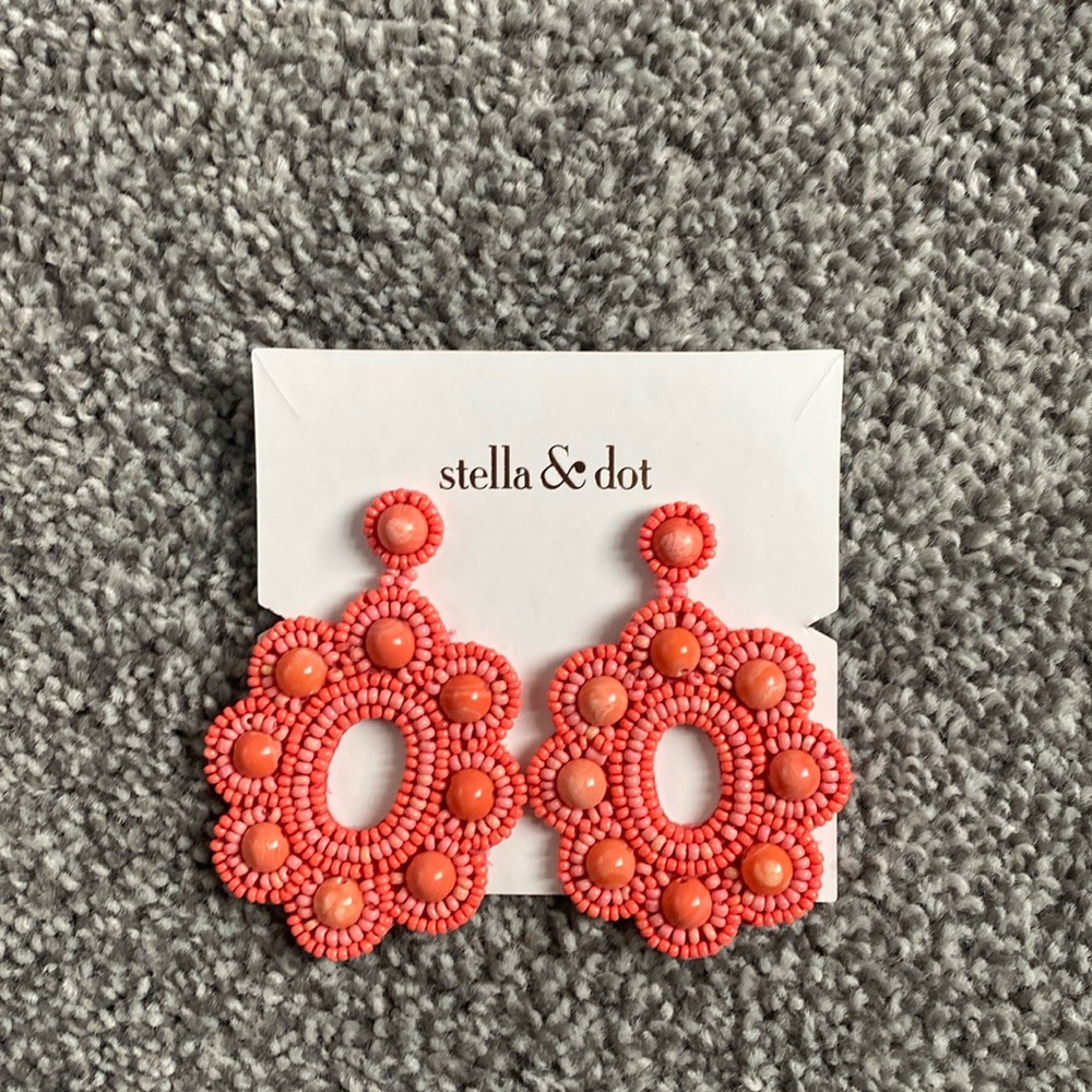 Stella & Dot Coral Beaded Earrings